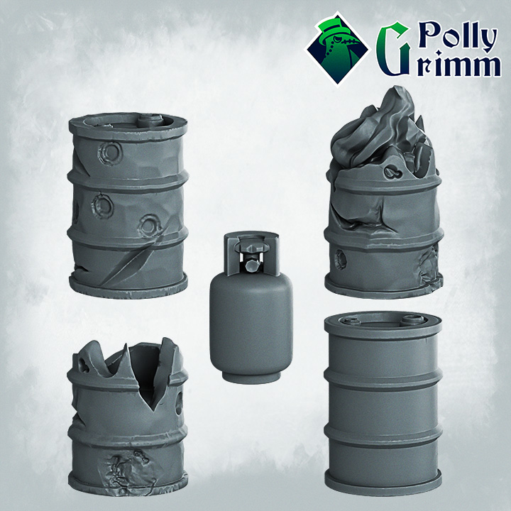 Sci-fi tabletop miniature. Terrain, barrels set